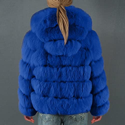 Faux Fur Cul Solid за жени со меки долги ракави кратки палто есенски зимско стрижење со палто од бушава дебела надворешна облека