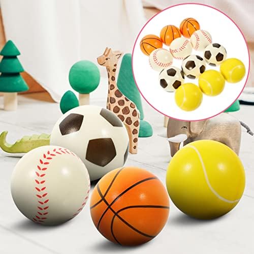 Tofficu 12 парчиња стрес Спортски топки кошаркарски фудбалски топка стискаат топка бебешки када играчки мини деца играчки за забава во фудбалска игра во забава