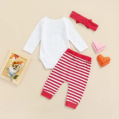 Oneflow новороденче бебе девојчиња Ден на в Valentубените облеки Loveубов срцева печатена кошула ромпер каросерија панталони