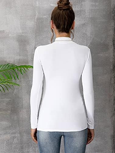 Untyhots женски без ракави со долги ракави се потсмеваат на врвот на основниот основен фитинг на пулвер лесен тенок кошула