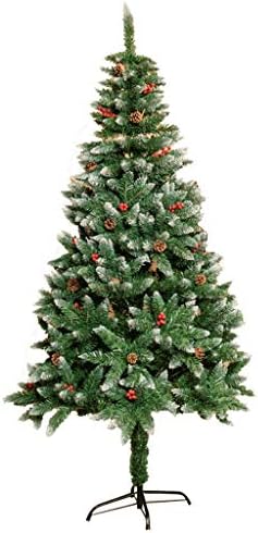 Вештачка новогодишна елка со тврди дрвја, украсено со бор и цреша, лесен за склопување, дрвја со повеќе големина/150 см/4,9