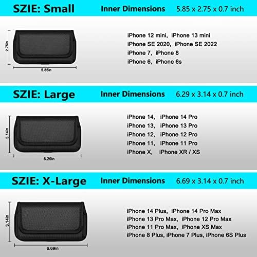 ykooe Солиден Најлон Футрола за iPhone 14, 14 Pro, 13, 13 Pro, 12, 12 Pro, 11, 11 Pro, XR, Galaxy S23, S22 Држач За Мобилен Телефон За Мажи, L