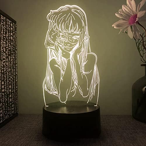 BUCROS Аниме Junji Itoeed 3D Ноќна Светлина За Навивачите 16 Бои Декор ИЛУЗИЈА LED Светилка СО Далечински Управувач, Манга Junji