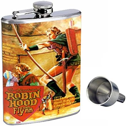 Робин Худ Perfл Флин Совршенство во Стил 8оз Виски Колба од Нерѓосувачки Челик со Бесплатна Инка Д-465