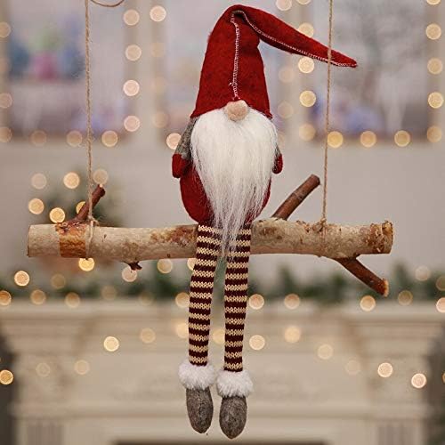 Декорација за Божиќни фестивали Зборо, цртан филм со долга нога елф прозорец, декорација на новогодишна елка за домашна треска-60329-33933