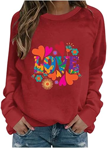 MRGIINRI Жените Сакаат Срце Дуксер 2023 Денот На Вљубените Симпатична Графичка Пуловер Фустан Обични Врвови На Екипажот Со Долги