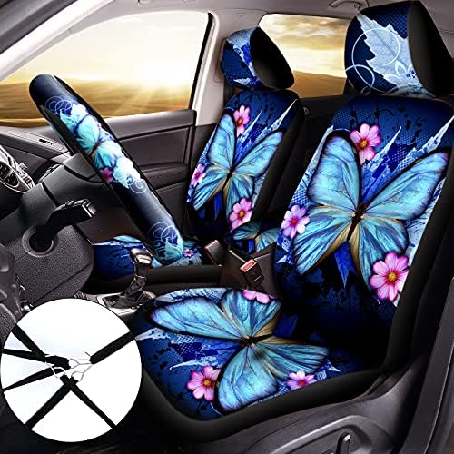 19 компјутери Обвивки за седишта за автомобили во автомобил целосен сет за жени Пеперутка Универзална додатоци за автомобили
