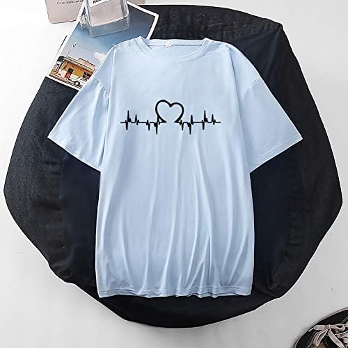 uikmnh женска туника кошула лето лабава блуза со краток ракав кошула за срце