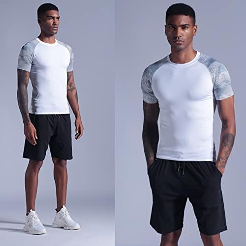 Летни маички кошули обични стилски мажјачки маички за тренингот за кратки ракави, атлетски атлетични и високи маички