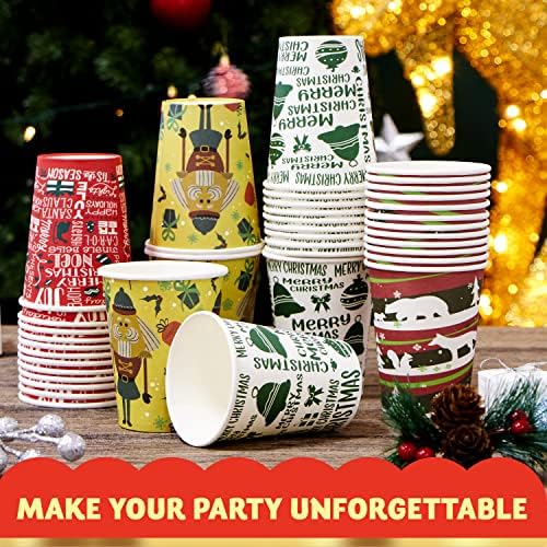 ЏОЈИН 48 ПАРЧИЊА Божиќни Чаши За Еднократна Употреба Празнични Материјали 9-Унца Хартиени Чаши Какао, Божиќни Забави Материјали За Пијалоци За Пијалоци Од Кафе Чај