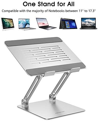 Стенд за лаптоп AboVetek, прилагодлив лаптоп кревач, алуминиумски компјутерски штанд за лаптоп до 17,3 инчи, преносен држач