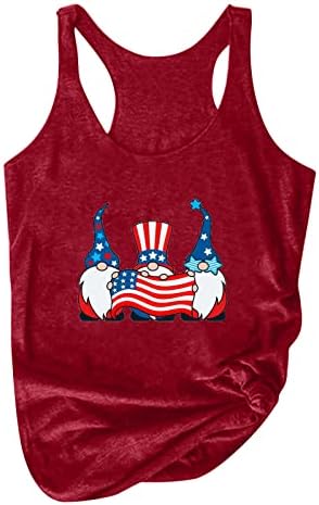 Лето жени резервоар врвови, женска патриотска кошула во САД знаме starsвезди ленти печати маица без ракави 4-ти јули лабави