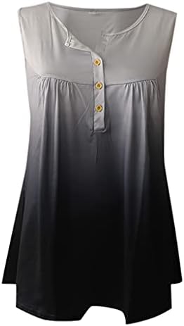Градиент Туника за жени трендовски блуза V-врат секси копче со долги ракави маица горе опуштено вклопување пријатна кошула
